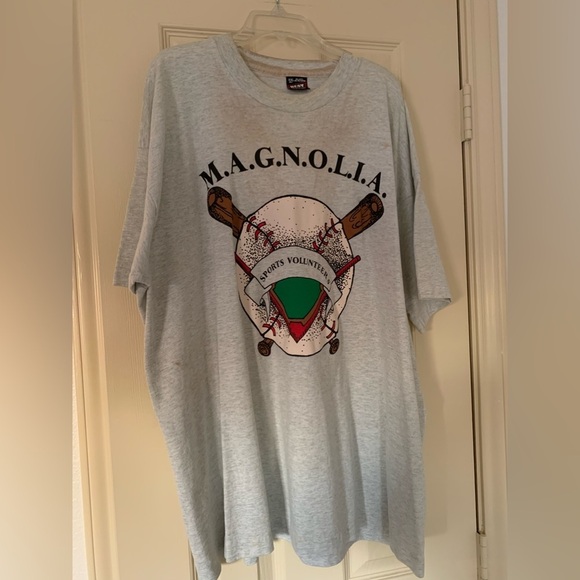LMENS VINTAGE 90S GRAY FRUIT LOOM BEST SHIRT MAGNOLIA SPORTS BASEBALL SUMMER - Picture 1 of 8